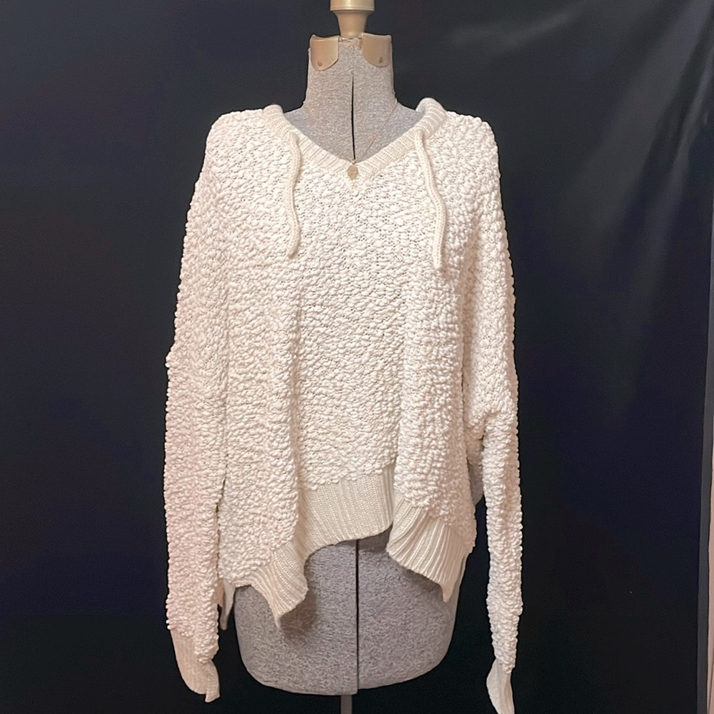 POL CREAM KNIT HOODIE PULLOVER SWEATER - L - NWT ! π - Picture 1 of 8